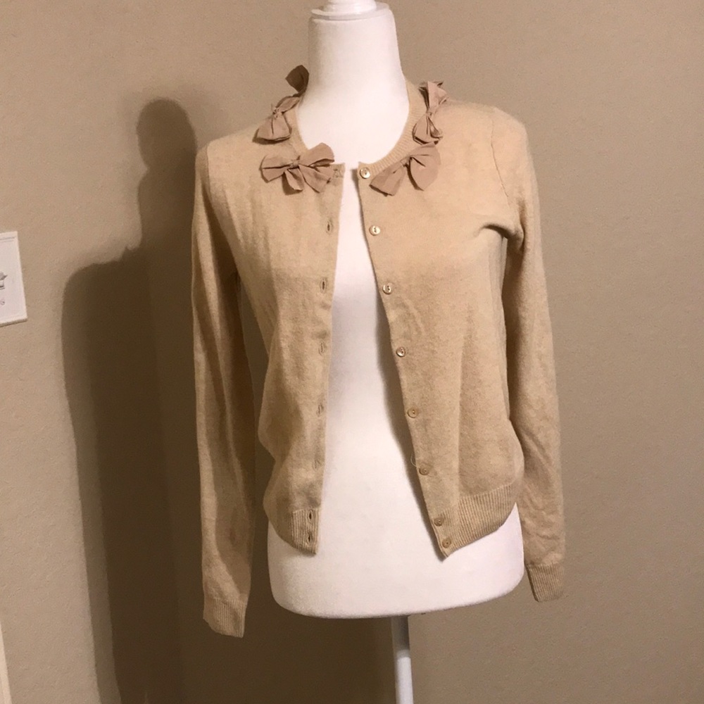 J Crew NWT Cardigan with bows around collar - Sm